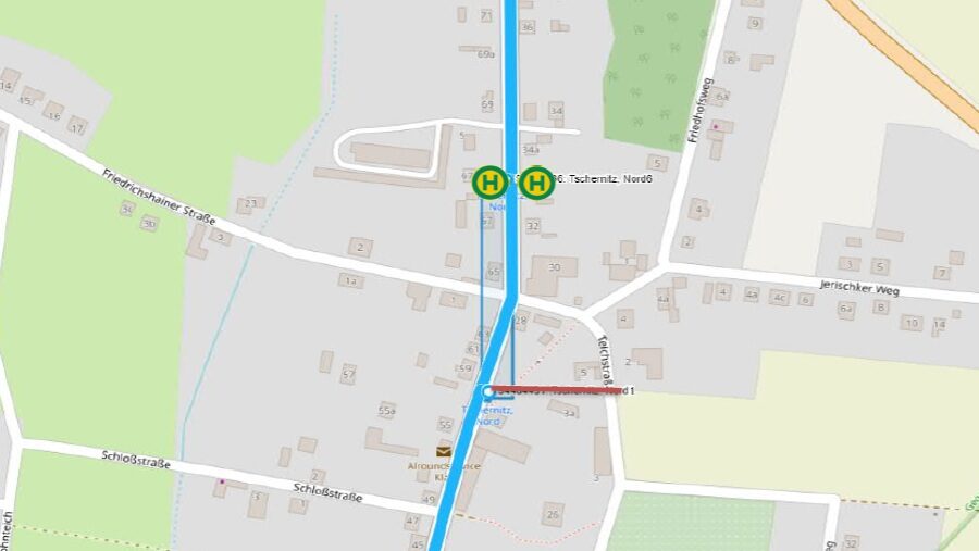Tschernitz, Cottbusverkehr, Busverkehr, Haltestelle, Baustelle, Döbern, Nahverkehr, Spree-Neiße, Buslinien, Linie 853, Linie 856, Linie 868, Verkehr, Brandenburg, Cottbuser Straße, Ersatzhaltestelle, ÖPNV, Landkreis Spree-Neiße, Sanierung, Fahrgäste